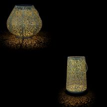 Solar LED Laterne «Mistral» im antiken light-mint Stil mit Gräser-Ornamenten