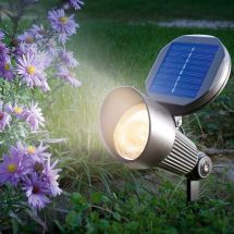 LED Solar Spotlicht mit Alugehäuse, mit warm-weissem LED