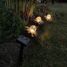 Solar LED Dekoleuchte «Golden Flowers», 3er Set