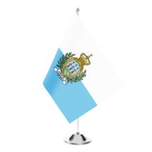 Tischfahne San Marino mit Wappen Satin 150 g/m2 22x15 cm