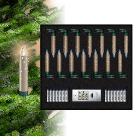Mini LED Bougies pour sapin de Noël «Cristal Edition Cashmere» Set basic -système à batterie-