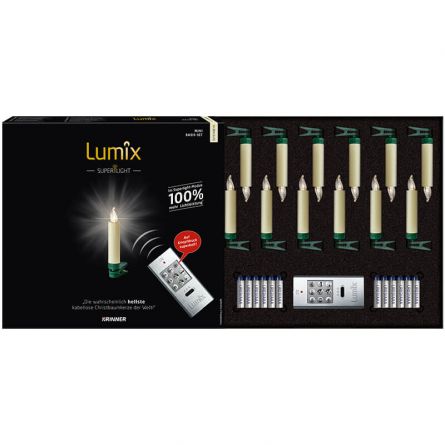 Bougies LED pour arbre de Noël mini «Superlight ivoire» set de base -système à batterie- Ensemble de base