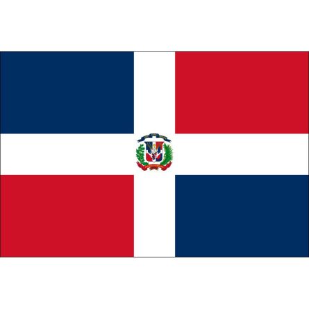 Länderfahne Dominikanische Republik mit Wappen