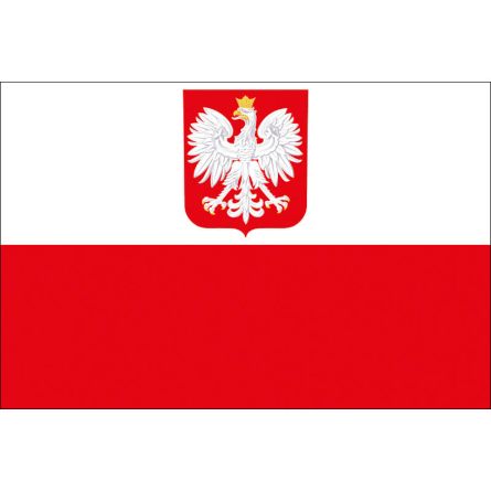 Länderfahne Polen mit Wappen