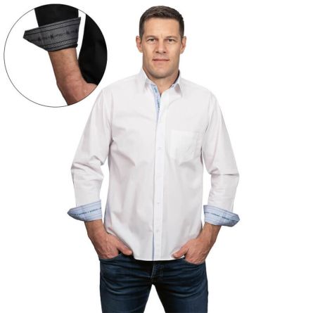 Chemise pour hommes «Edelweiss» à manches longues, avec insertion de tissu