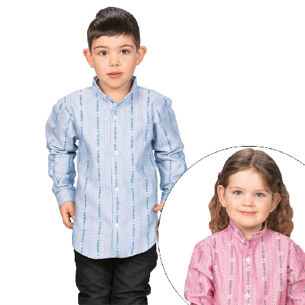 Chemise pour enfants «Edelweiss» à manches longues, avec col montant