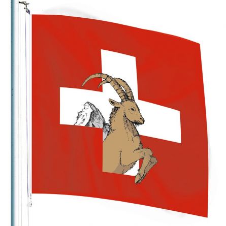 Schweizerfahne «Steinbock» Superflag® 150x150 cm