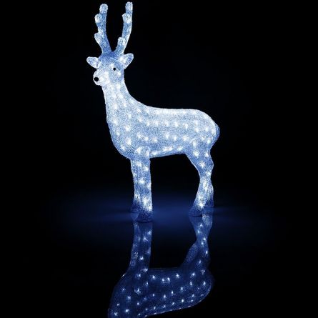 LED Acryl Rentier, weiblich mit 160 kalt-weissen LED