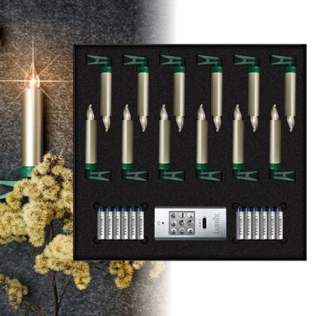 Bougies LED pour sapin de Noël mini «Superlight Deluxe», cashmere, batterie