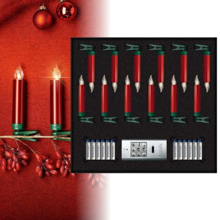 Bougies LED pour sapin de Noël mini «Superlight Deluxe», rouge, batterie