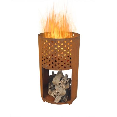 Feuerkorb mit Holzaufbewahrungsfach «Rusty»