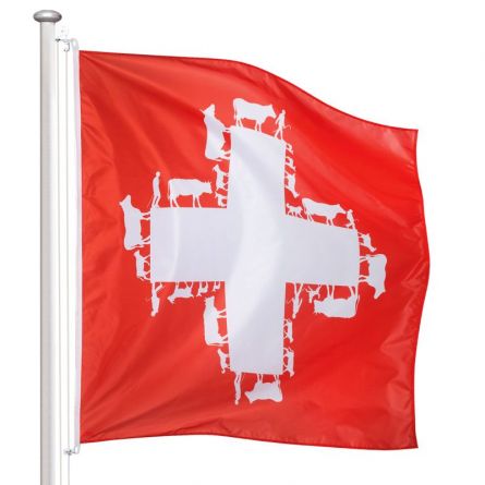Drapeau Suisse «Monté à l'alpage» Superflag® 150x150 cm