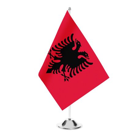 Tischfahne Albanien Satin 150 g/m2 22x15 cm