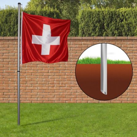 Mât Smart avec un drapeau suisse en polyester 80×80 cm