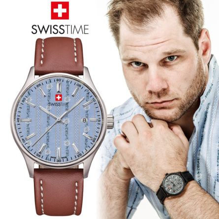 Swisstime Quarzuhr «Edelweiss» Limited hellblau